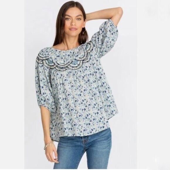 Johnny Was Tatiana Floral Top Blouse Embroidered Peasant Cottage XL - Picture 2 of 12